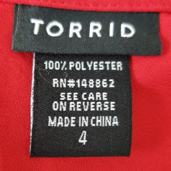 Torrid Georgette Diagonal Ruffle Front Cami Adjustable Straps Pre-Owned Sz 4 Red - Picture 11 of 13